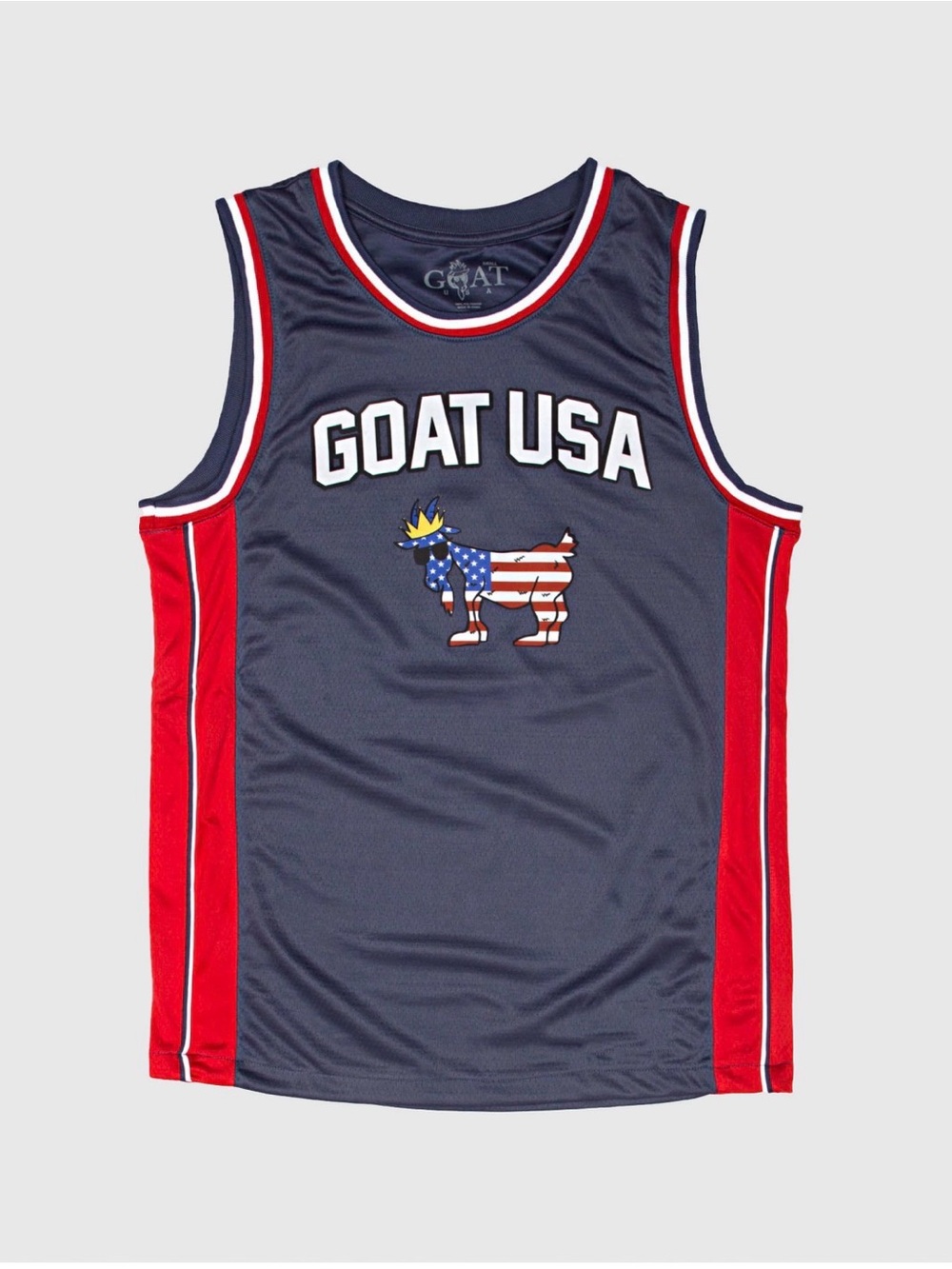 GOAT USA Boy’s Youth Blue Red White Freedom Basketball Jersey Top Size Youth XL